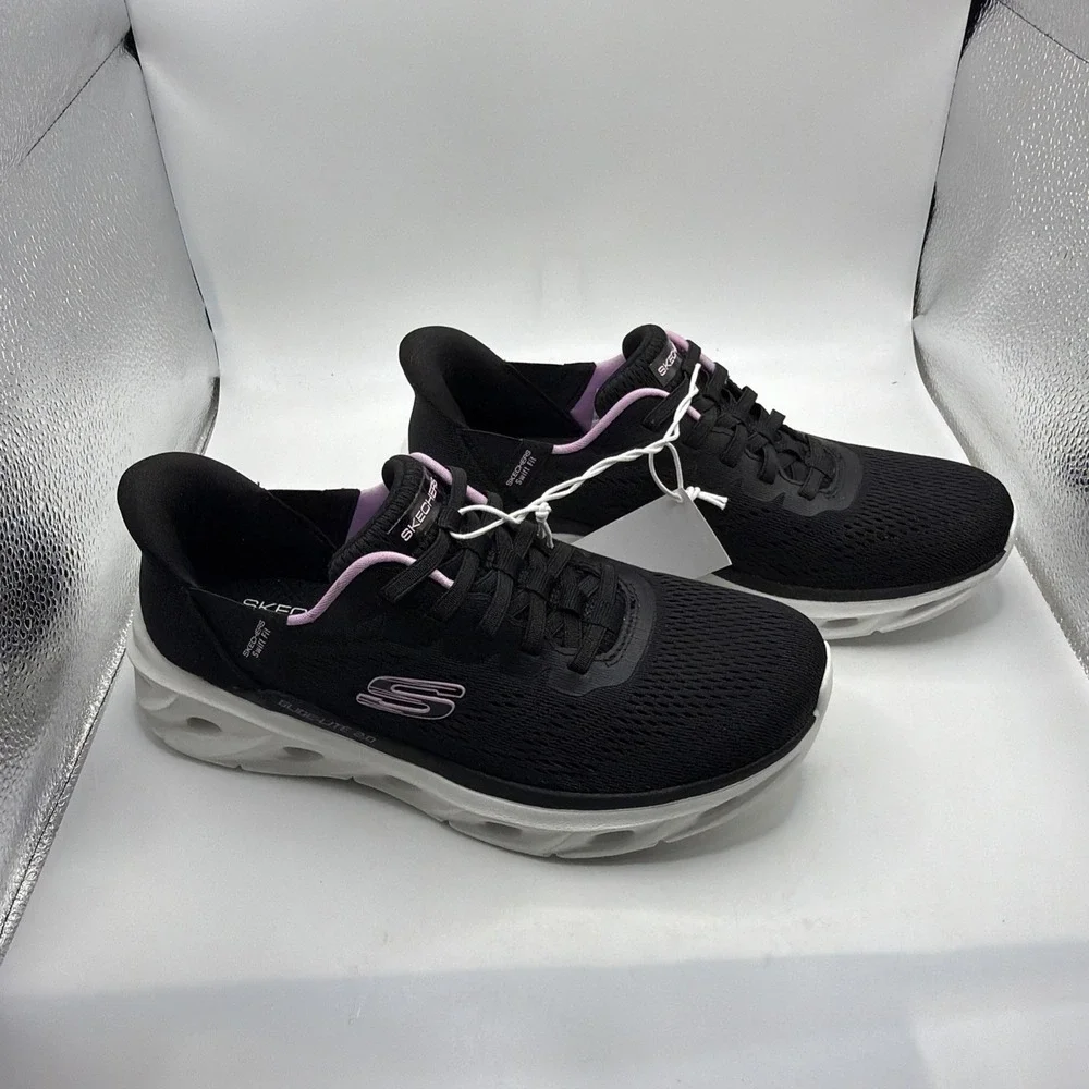 SKECHERS Hands Free‎ Swift Fit Mesh Sneakers Black Pink Lace Up. Size 7